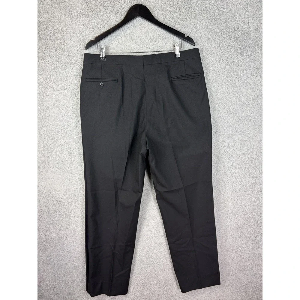 Jos A Bank Dress Pants Mens 38x32 Black Wool Pleated Classic Fit Formal Wedding